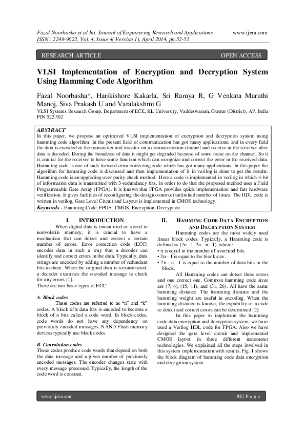 (PDF) VLSI Implementation of Encryption and Decryption System Using ...