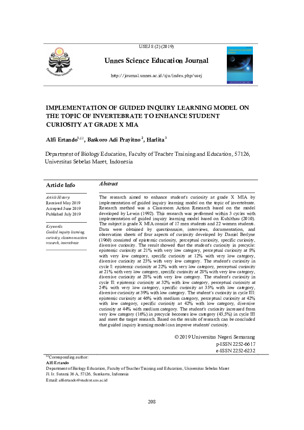 (PDF) Implementation of Guided Inquiry Learning Model on the Topic of ...