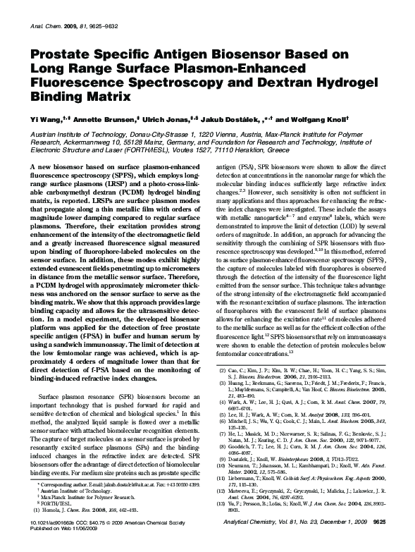 (PDF) Prostate Specific Antigen Biosensor Based on Long Range Surface ...