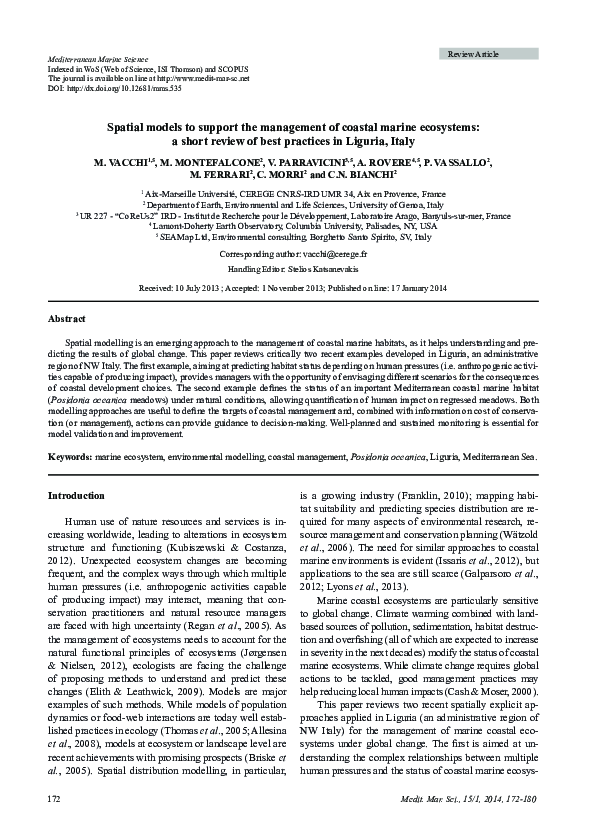(PDF) Spatial models to support the management of coastal marine ...