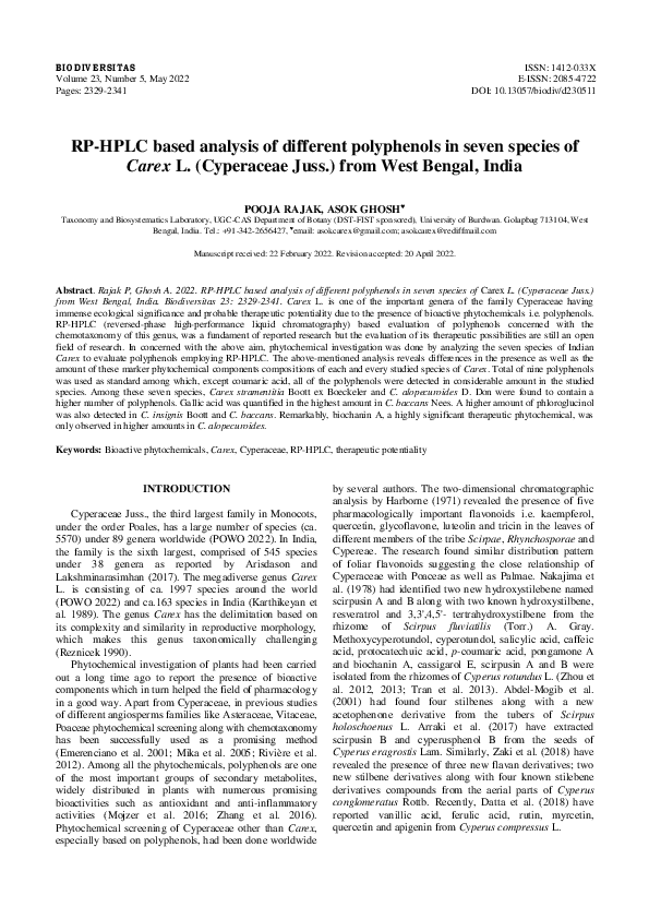 (PDF) RP-HPLC based analysis of different polyphenols in seven species ...