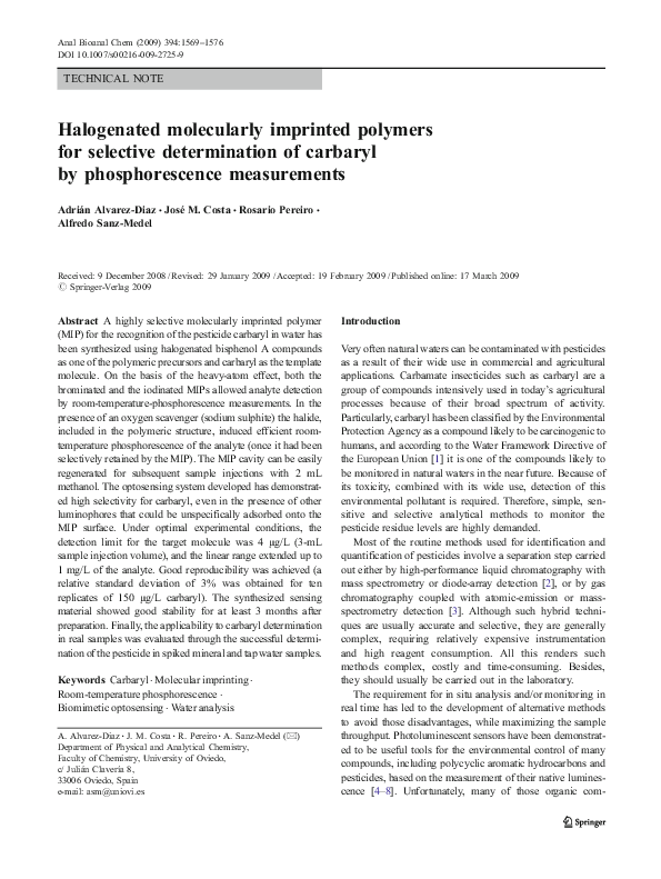 (PDF) Halogenated molecularly imprinted polymers for selective ...