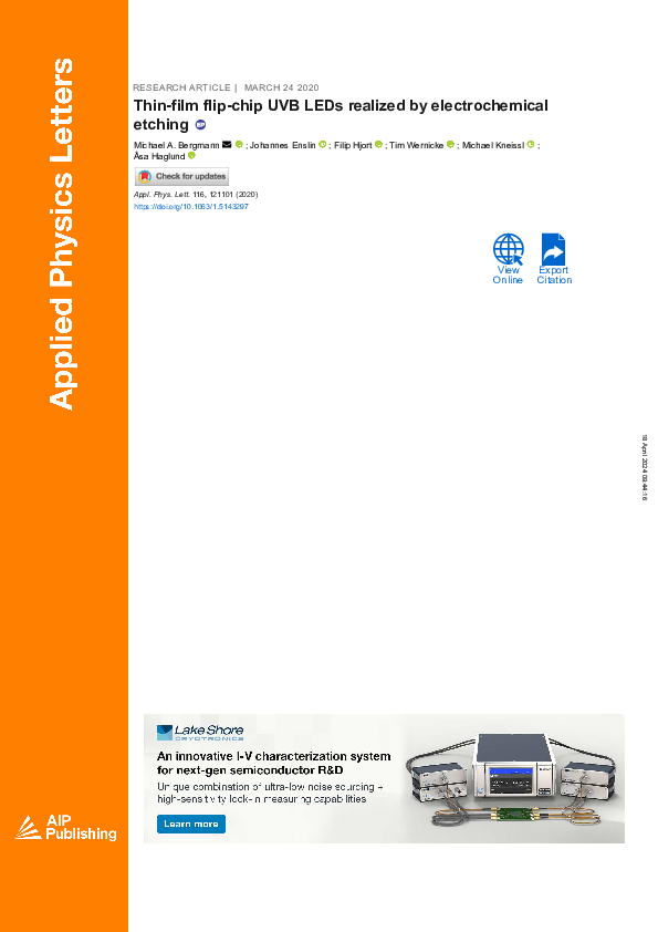 (PDF) Thin-film flip-chip UVB LEDs realized by electrochemical etching