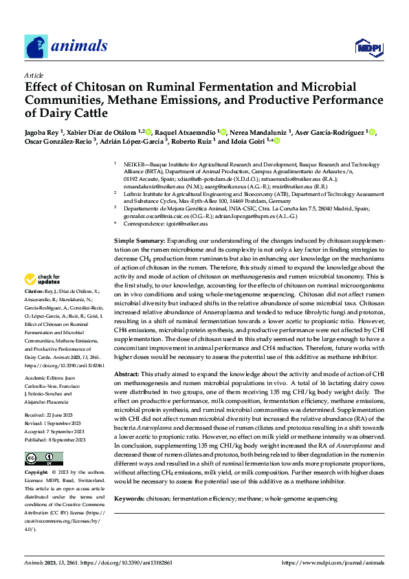 (PDF) Effect of Chitosan on Ruminal Fermentation and Microbial ...