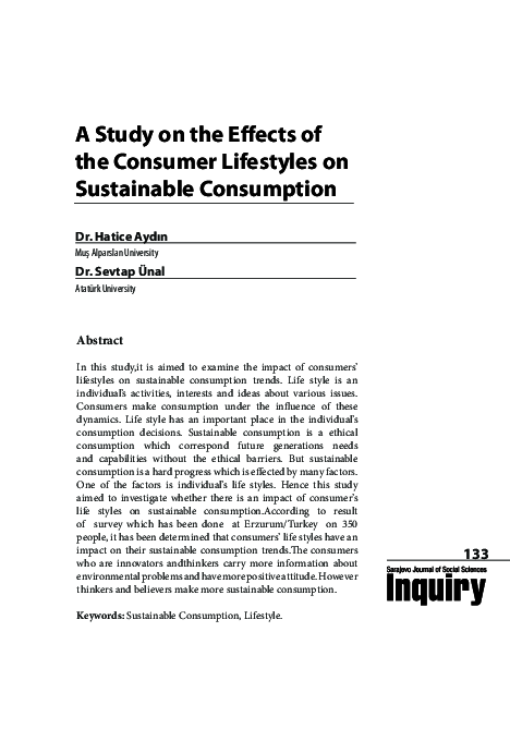 (PDF) A Study on the Effects of the Consumer Lifestyles on Sustainable ...