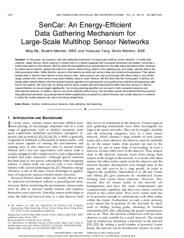 (PDF) SenCar: An Energy-Efficient Data Gathering Mechanism for Large ...