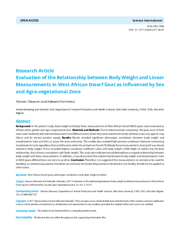 (PDF) Evaluation of the Relationship between Body Weight and Linear ...