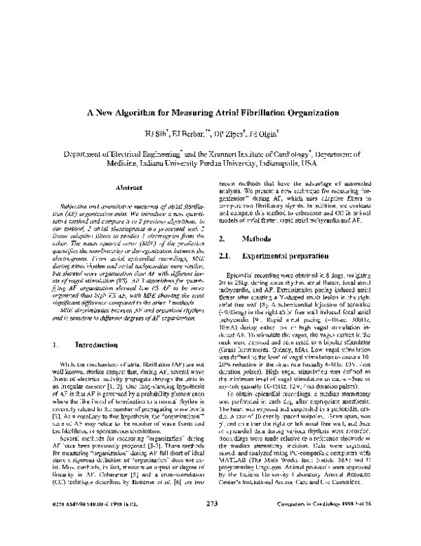 (PDF) A new algorithm for measuring atrial fibrillation organization