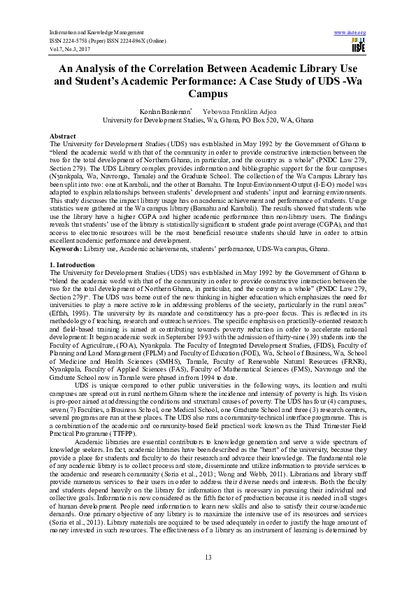(PDF) An Analysis of the Correlation Between Academic Library Use and ...