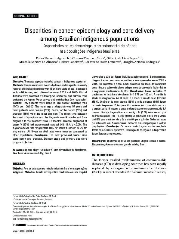 (PDF) 1027 Disparities in cancer epidemiology and care delivery among ...