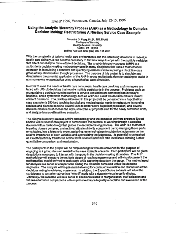 (PDF) Using the Analytic Hierarchy Process (AHP) as a Methodology in ...