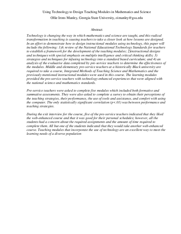 (PDF) Using Technology to Design Teaching Modules in Mathematics and ...
