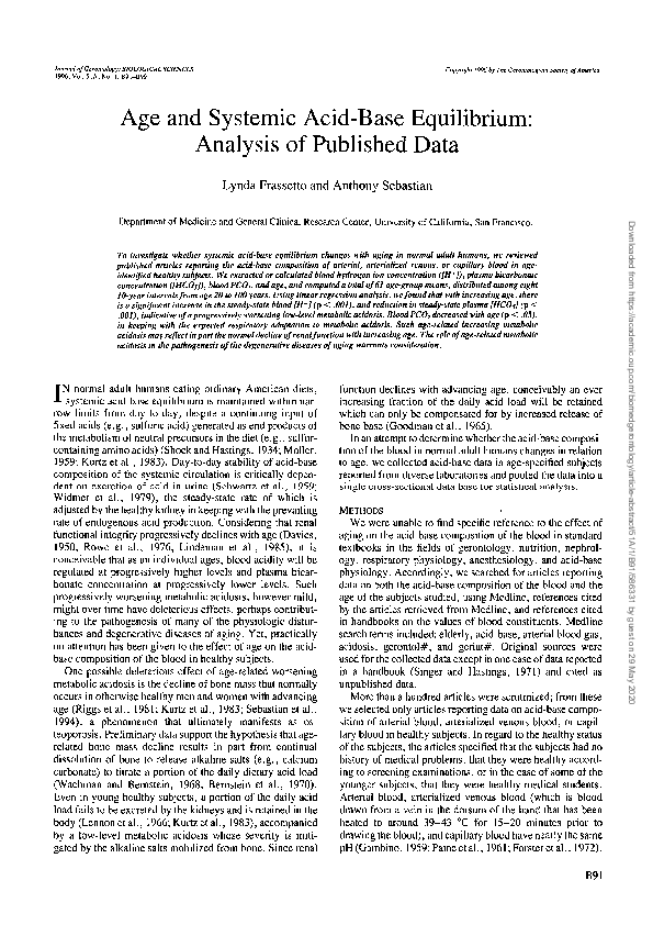 (PDF) Age and Systemic Acid-Base Equilibrium: Analysis of Published Data