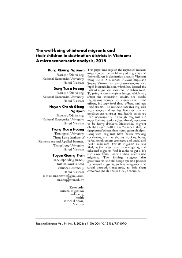 (PDF) The well-being of internal migrants and their children in ...