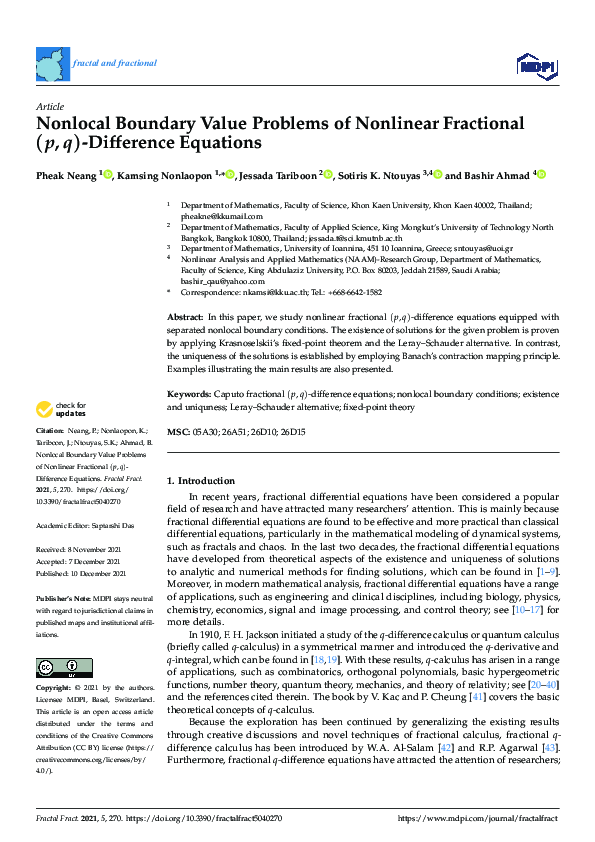 (PDF) Nonlocal Boundary Value Problems of Nonlinear Fractional (p,q ...