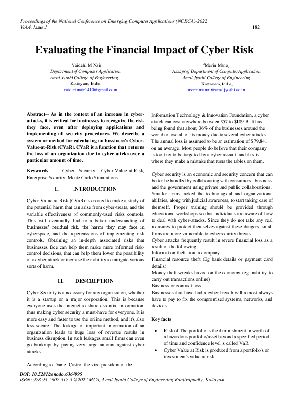 (PDF) Evaluating the Financial Impact of Cyber Risk