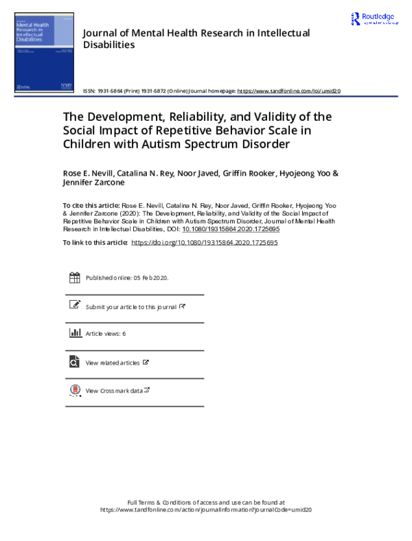 (PDF) The Development, Reliability, and Validity of the Social Impact ...