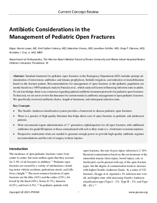 (PDF) Antibiotic Considerations in the Management of Pediatric Open ...