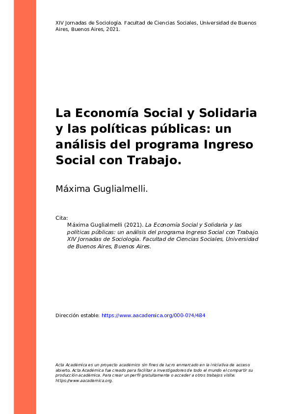 (PDF) La Economía Social y Solidaria y las políticas públicas: un ...