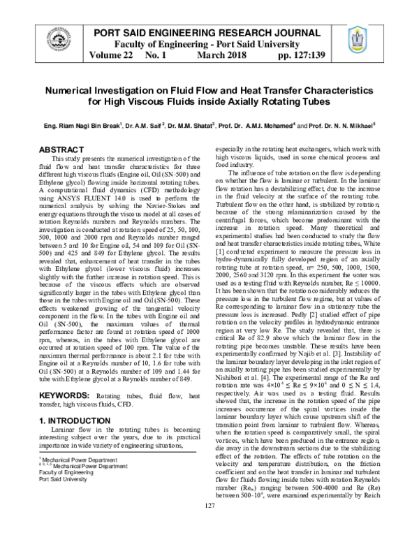 (PDF) Numerical Investigation on Fluid Flow and Heat Transfer ...