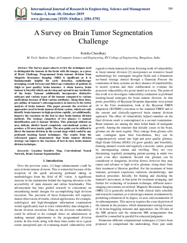 (PDF) A Survey on Brain Tumor Segmentation Challenge