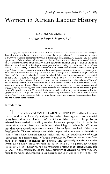 (PDF) Women in African Labour History