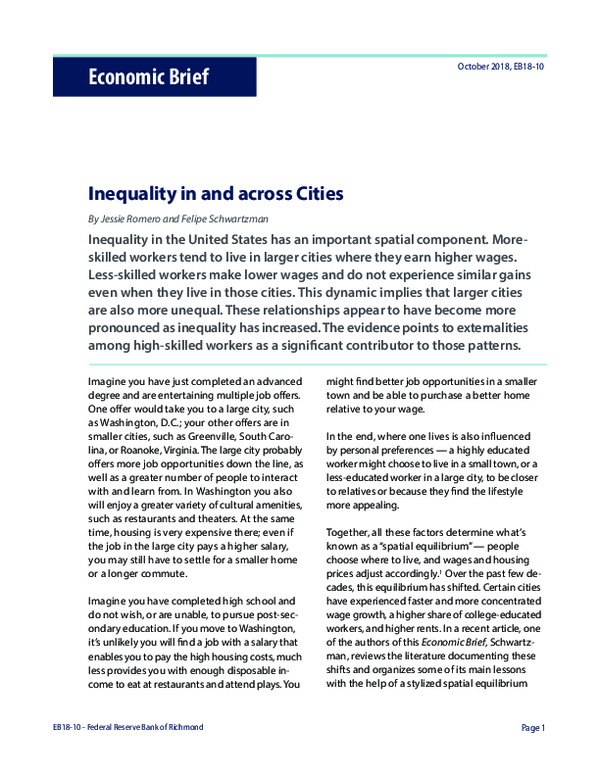 (PDF) Inequality in and across Cities