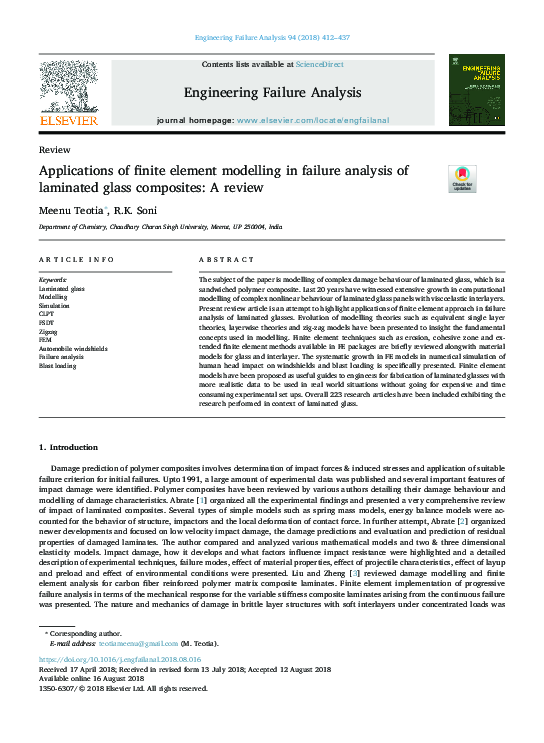 (PDF) Applications of finite element modelling in failure analysis of ...