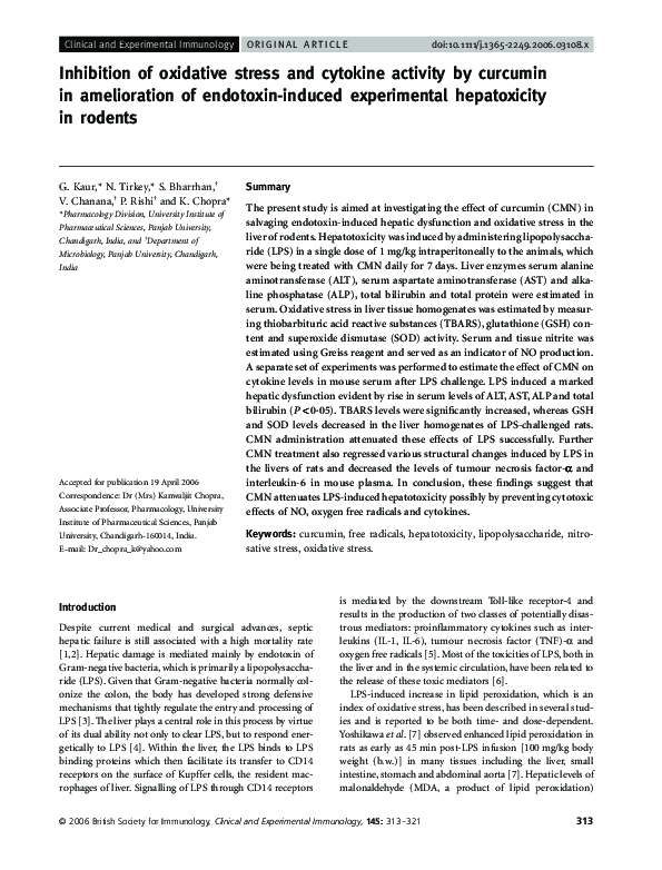 (PDF) Inhibition of oxidative stress and cytokine activity by curcumin ...