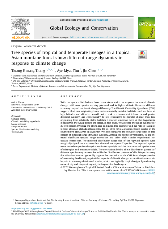 (PDF) Tree species of tropical and temperate lineages in a tropical ...