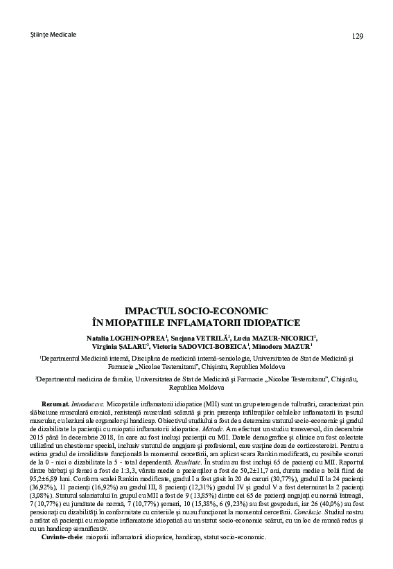 Социально-экономическое воздействие при идиопатических воспалительных миопатии