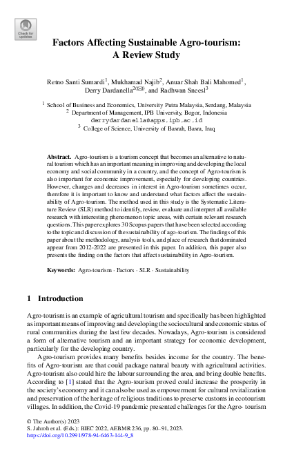 (PDF) Factors Affecting Sustainable Agro-tourism: A Review Study