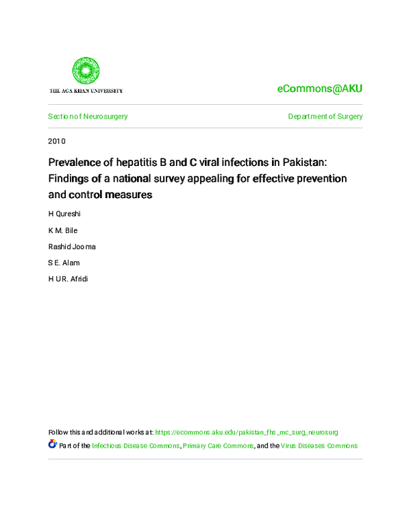 (PDF) Prevalence of hepatitis B and C viral infections in Pakistan ...