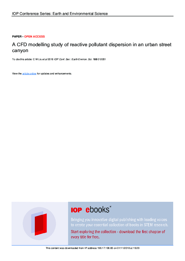 (PDF) A CFD modelling study of reactive pollutant dispersion in an ...