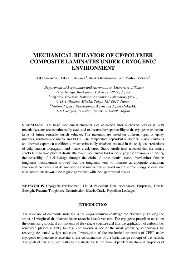 (PDF) Mechanical Behavior of CF / Polymer Composite Laminates Under ...