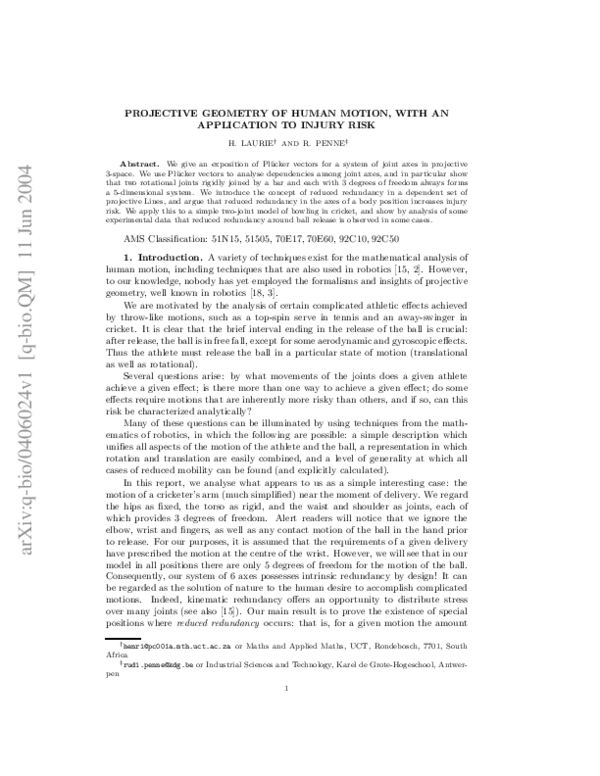 (PDF) Projective geometry for human motion, with an application to ...