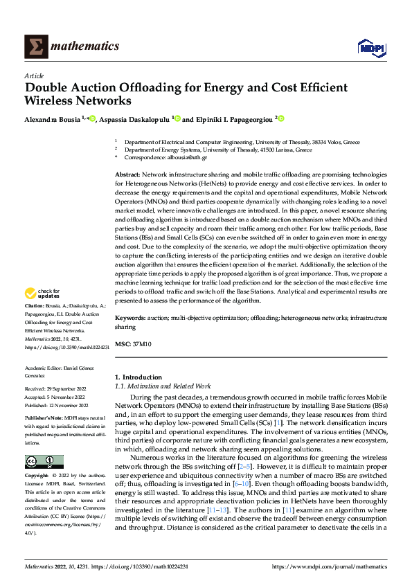 (PDF) Double Auction Offloading for Energy and Cost Efficient Wireless ...
