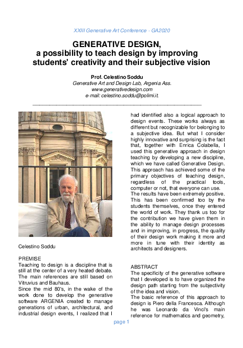 (PDF) GENERATIVE DESIGN, a possibility to teach design by improving ...