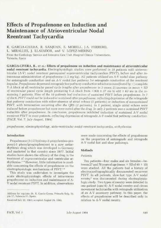 (PDF) Effects of Propafenone on Induction and Maintenance of ...