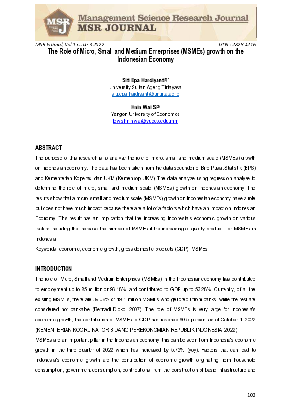 (PDF) Role of Micro Small Medium Enterprises (Msmes) Growth on the ...