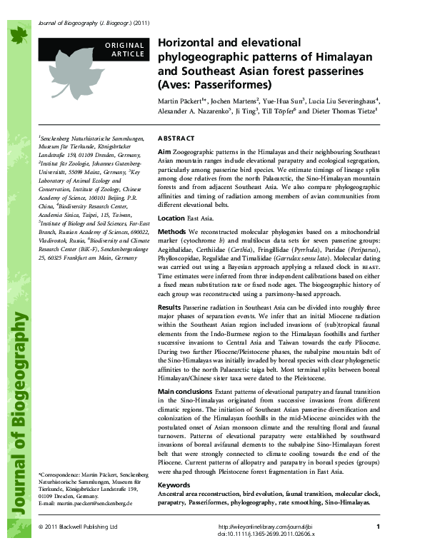 (PDF) Horizontal and elevational phylogeographic patterns of Himalayan ...