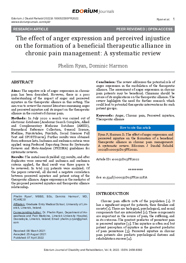(PDF) The effect of anger expression and perceived injustice on the ...