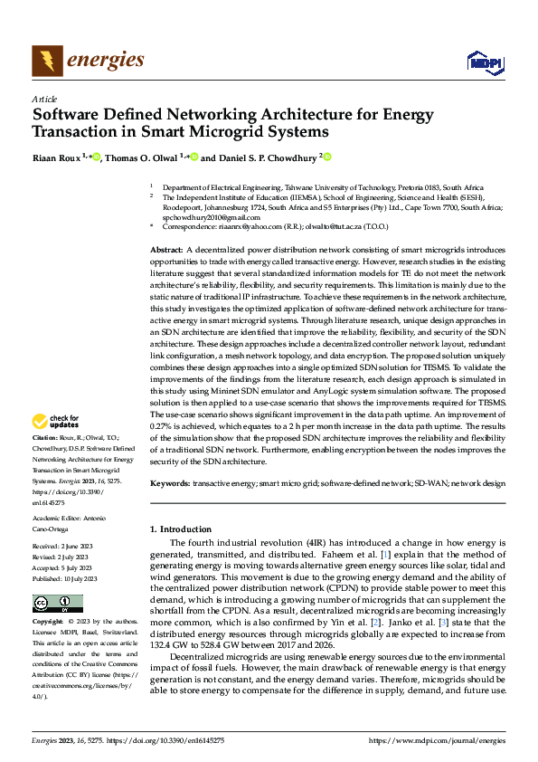 (PDF) Software Defined Networking Architecture for Energy Transaction ...