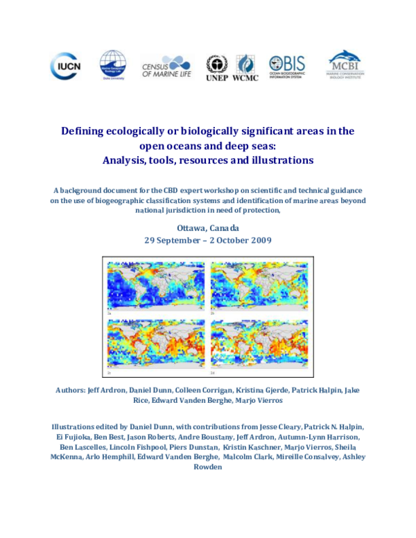 (PDF) Defining ecologically or biologically significant areas in the ...