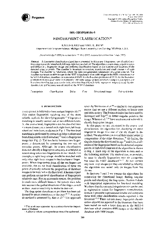 Fingerprint identification image