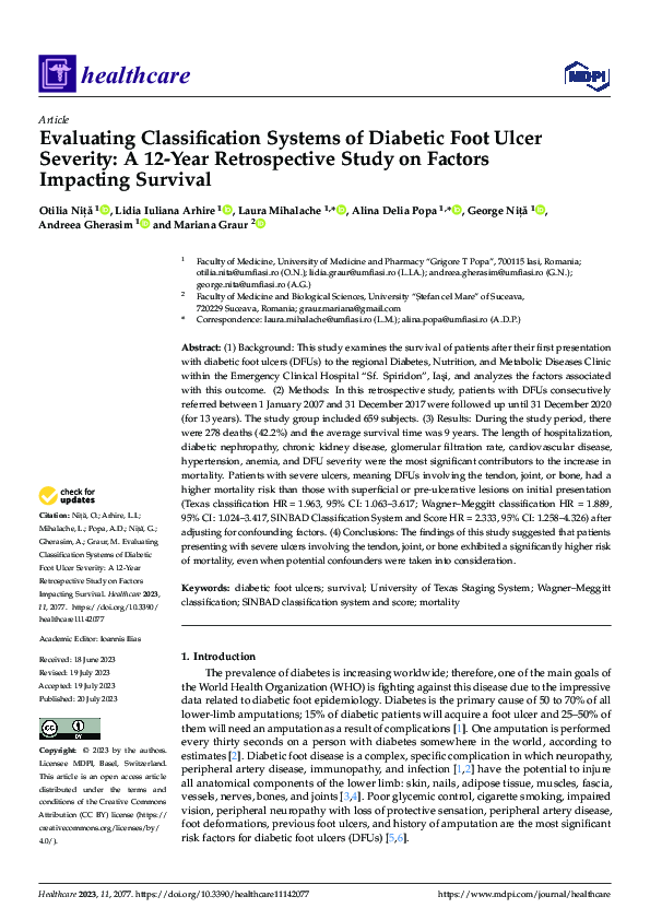 (PDF) Evaluating Classification Systems of Diabetic Foot Ulcer Severity ...