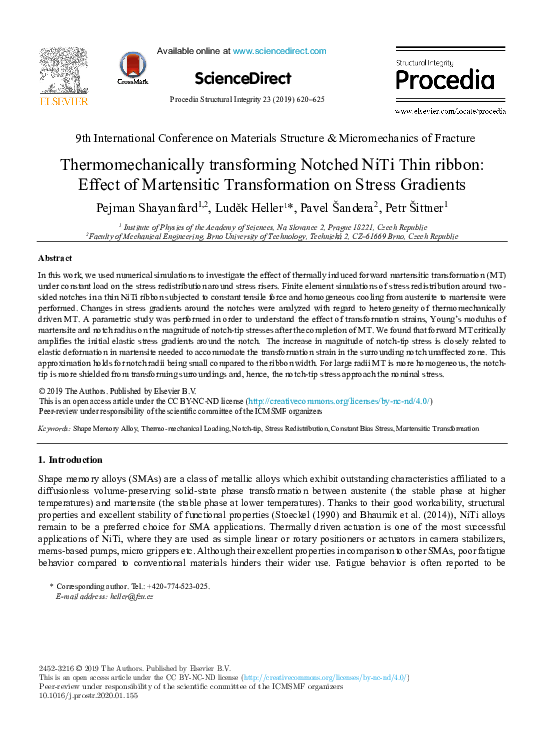 (PDF) Thermomechanically transforming Notched NiTi Thin ribbon: Effect ...