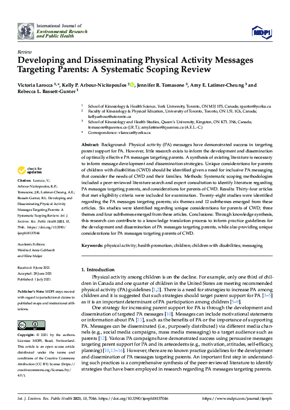 (PDF) Developing and Disseminating Physical Activity Messages Targeting ...