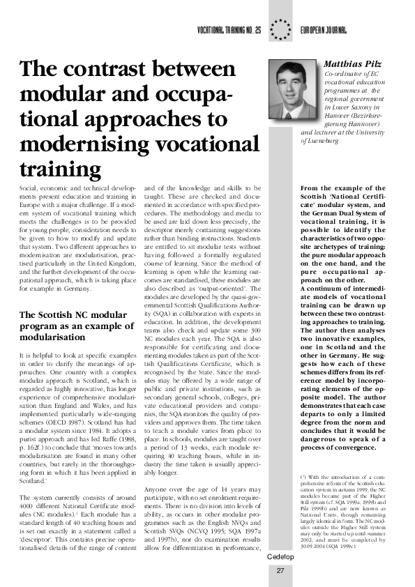 (PDF) The Contrast between Modular and Occupational Approaches to ...
