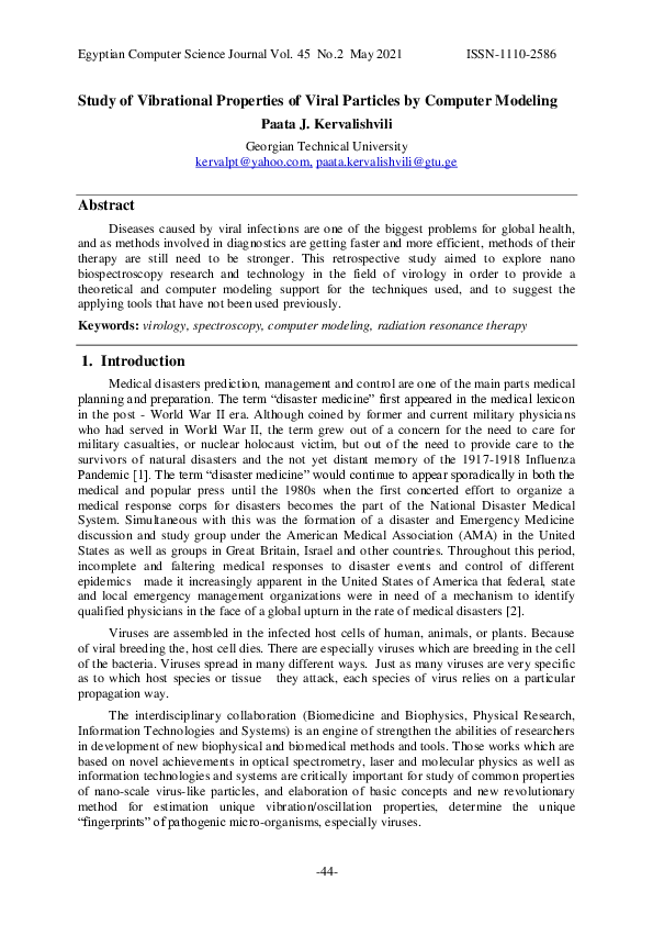 (PDF) Study of Vibrational Properties of Viral Particles by Computer ...